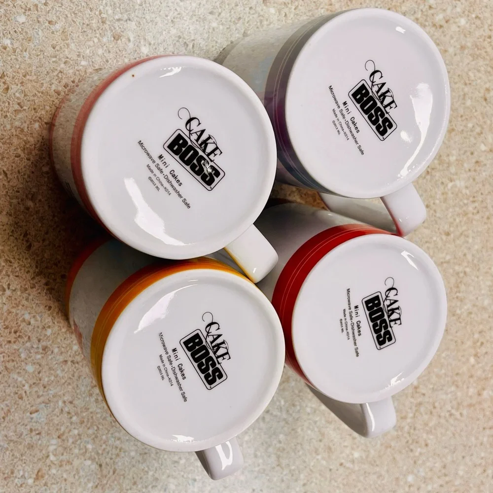 Cake Boss Serveware 4-Piece Porcelain Mug Set, "Mini Cakes" Pattern - Picture 3 of 4